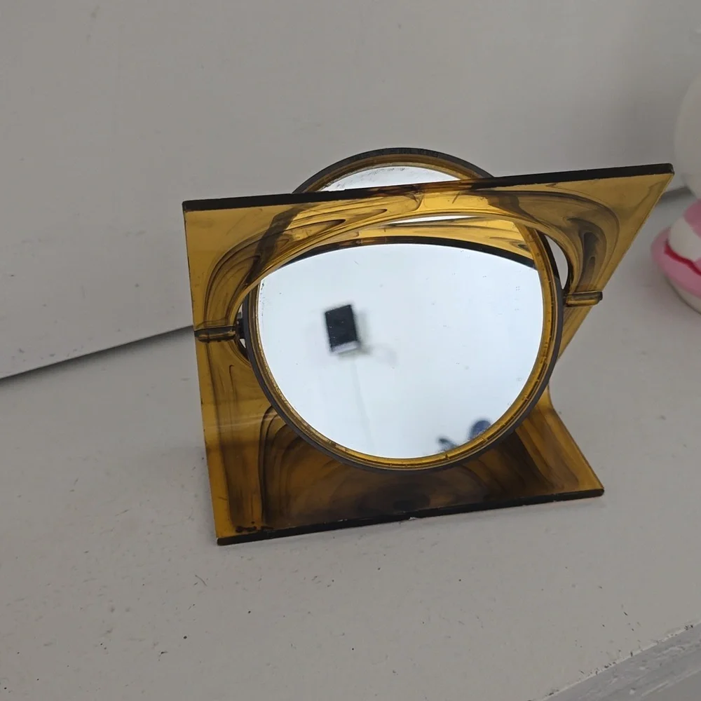 Vintage 1970s bakelite hand table 2 face mirror mirror France lucite